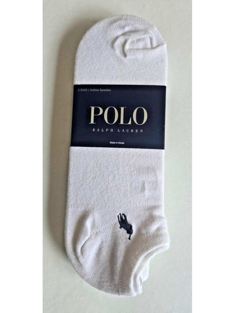Polo Ralph Lauren Mens Low Cut Socks No Show w/ Navy Pony White 3 pack NWT